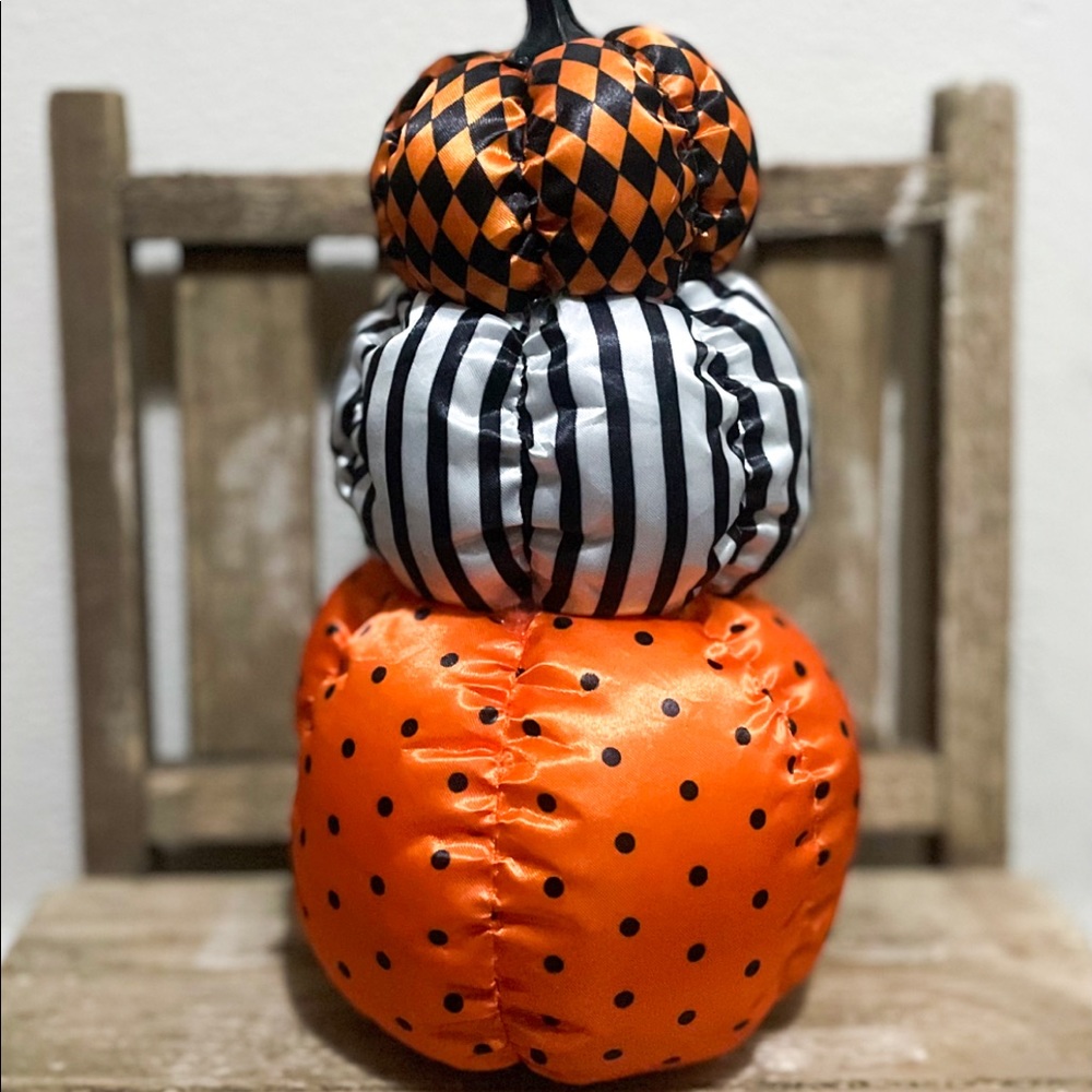 Stylish Fabric Stacked Pumpkin Trio Decor for Halloween Decor Fall Harvest Decor
